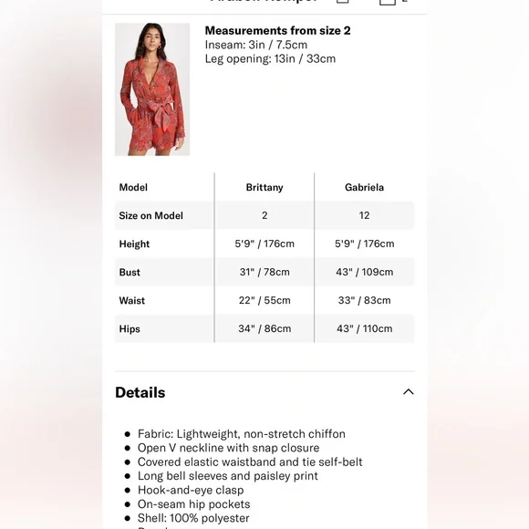 L’Agence Red Paisley Arabell Romper - Sz 2 (never worn)